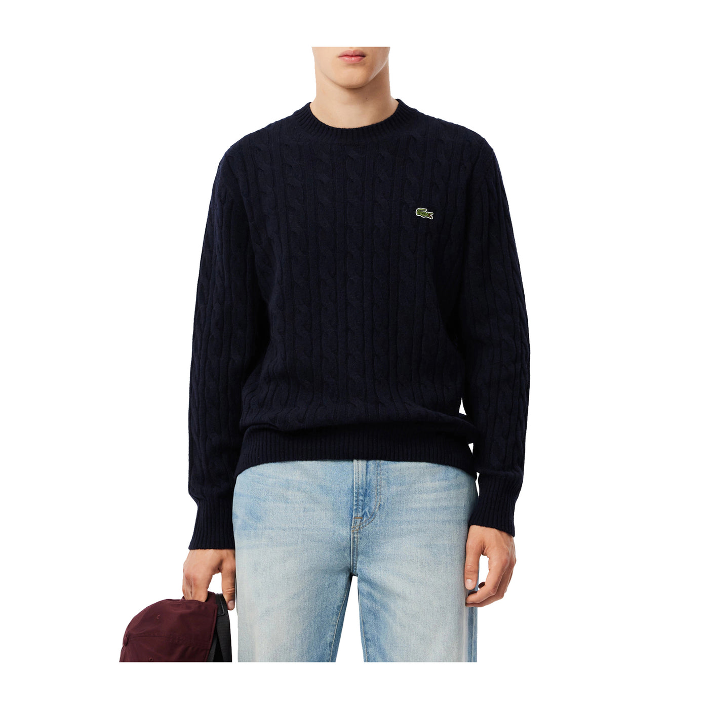 Maglione girocollo a trecce Navy