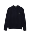 Maglia Uomo Navy in lana a trecce, con logo sul petto