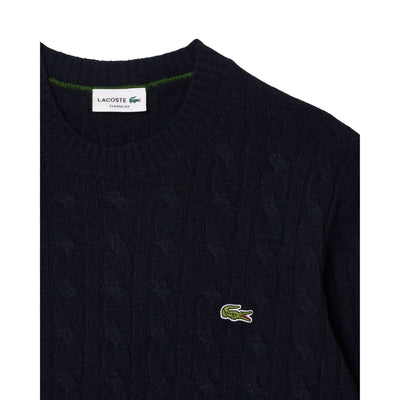 Maglione Uomo girocollo a trecce Navy dettaglio