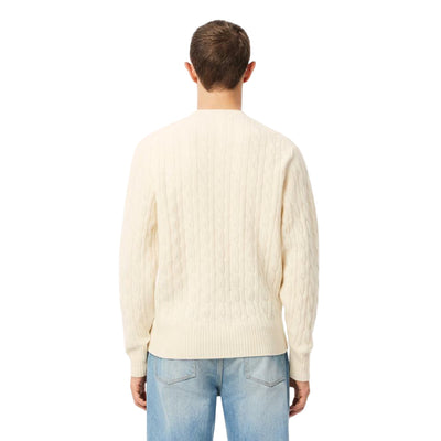 Maglione Uomo girocollo a trecce Beige modello retro
