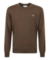 Maglia Uomo Marrone a girocollo, con finiture a costine