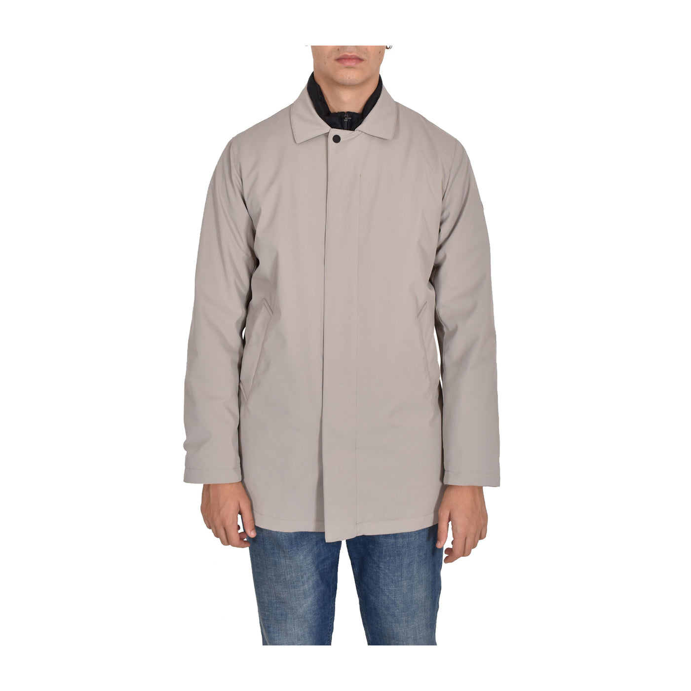 Trench Uomo con zip nascosta Beige frontale