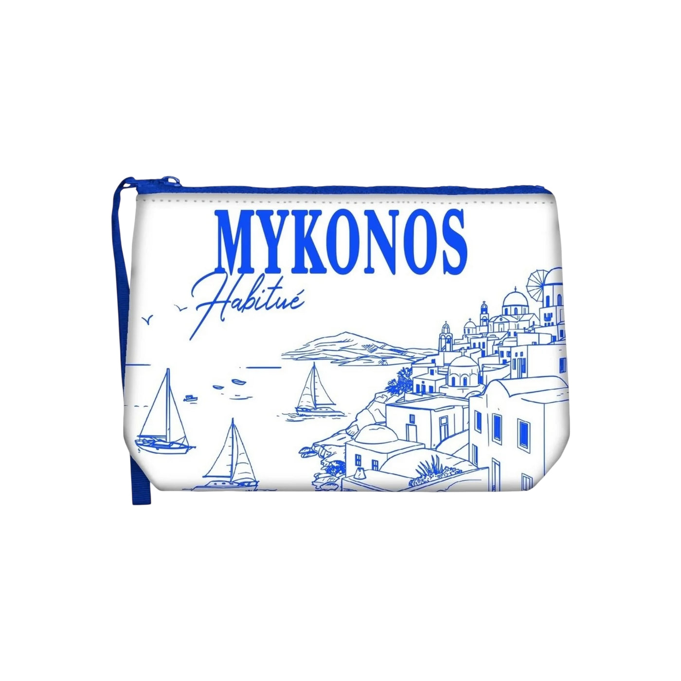 Pochette Aline con stampa Mykonos