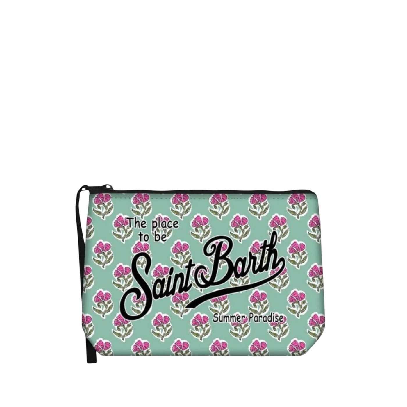 Pochette Donna Aline Verde con fiori rosa