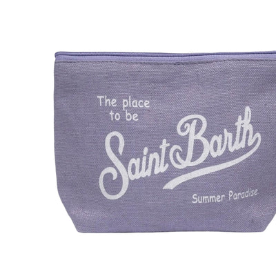 Pochette Aline effetto lino Lilla ravvicinata