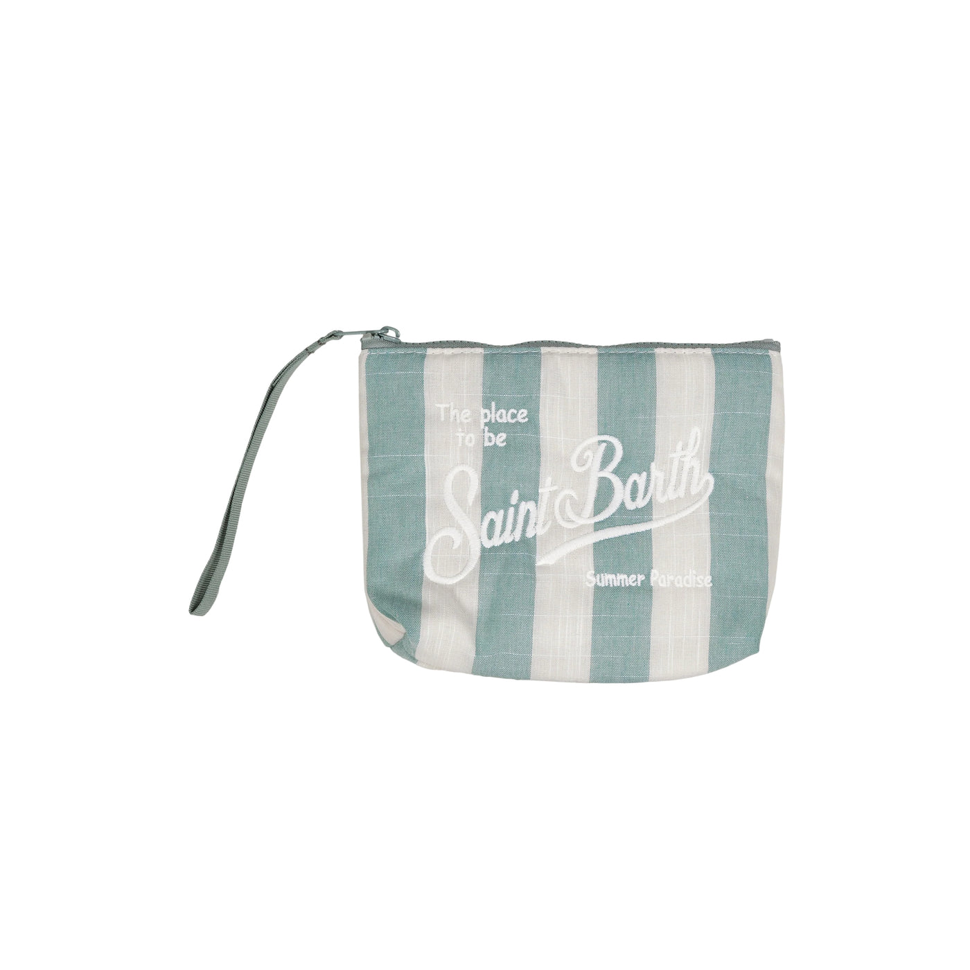 Pochette Aline Soft effetto lino e righe verde/bianco