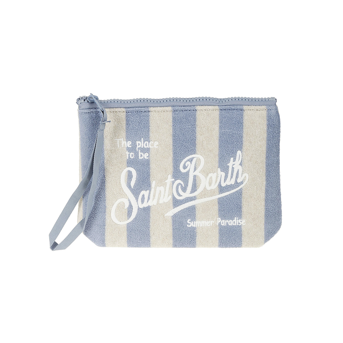Pochette Donna effetto spugna a righe azzurro/beige
