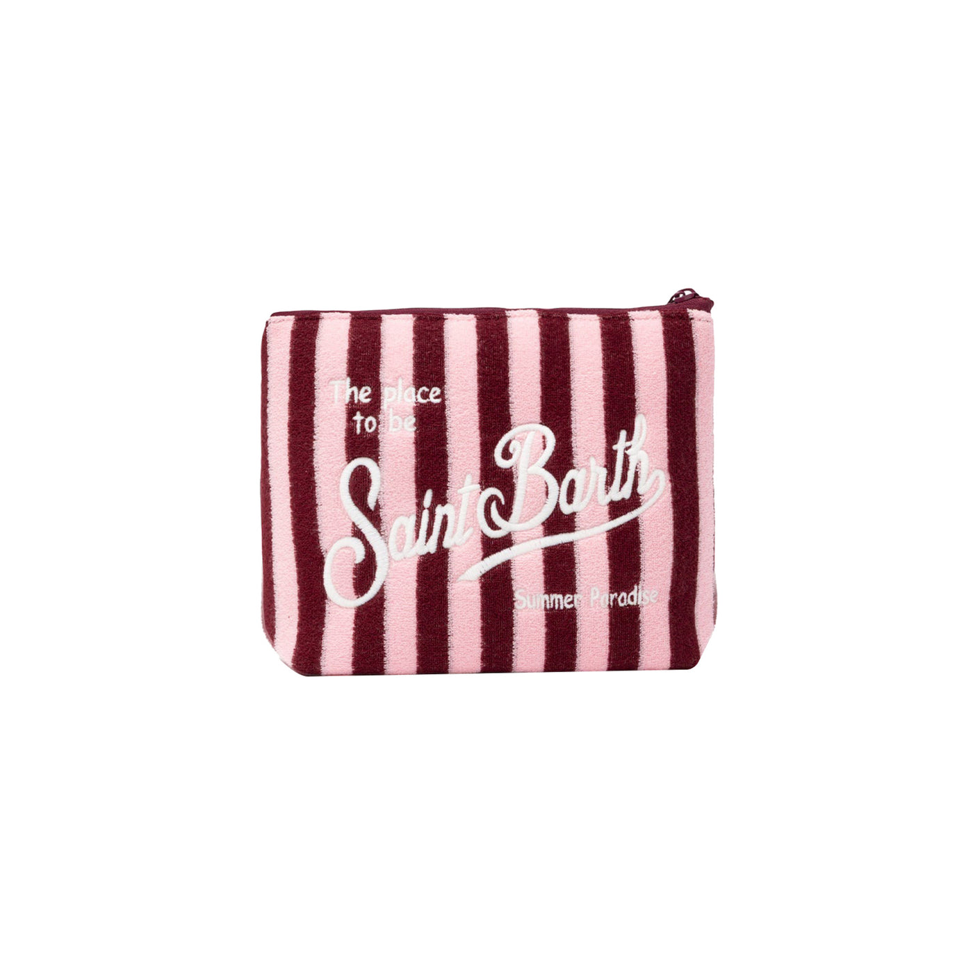 Pochette Donna effetto spugna a righe rosa/bordeaux