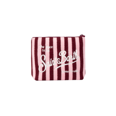 Pochette Donna effetto spugna a righe rosa/bordeaux