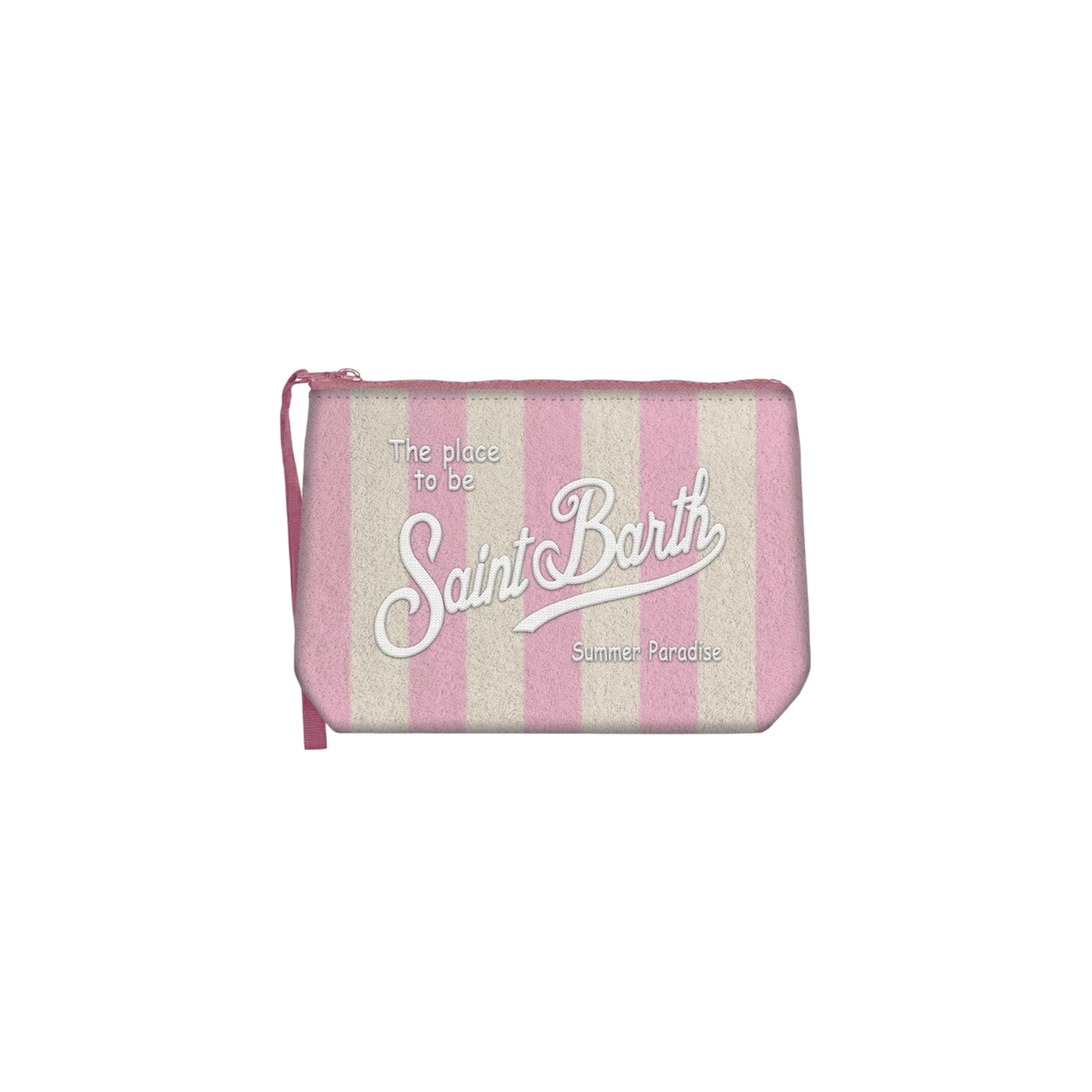 Pochette Donna effetto spugna a righe rosa/beige