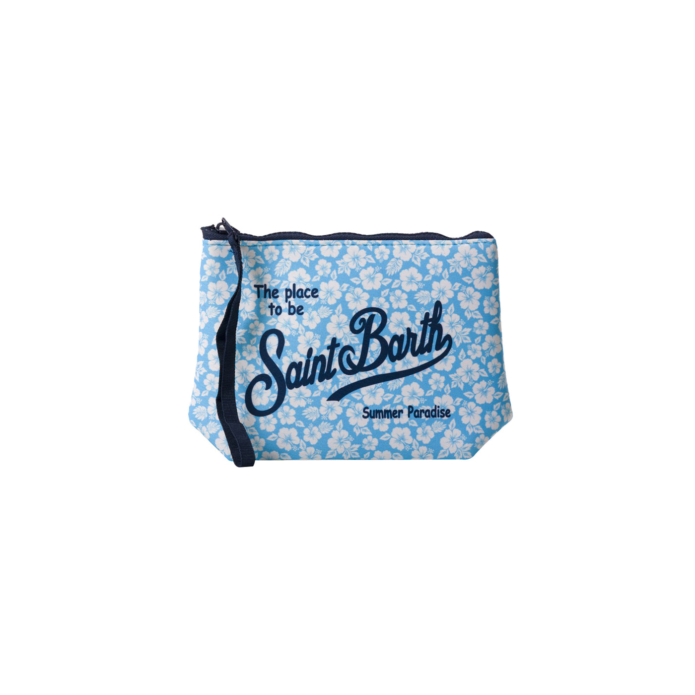 Pochette Donna Aline Celeste con stampa fiori bianchi