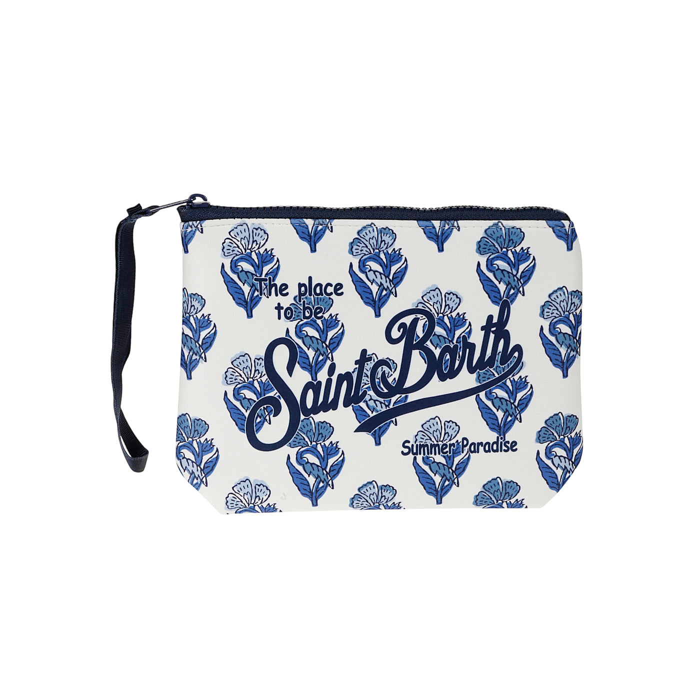 Pochette Donna Aline Bianca con fiori blu