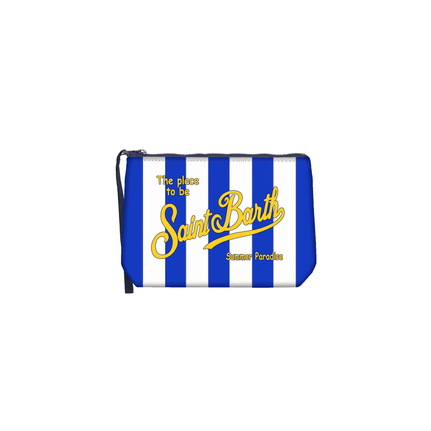 Pochette Donna Aline in tessuto scuba a righe blu e bianche
