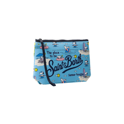 Pochette Aline Celeste con stampa Snoopy al mare