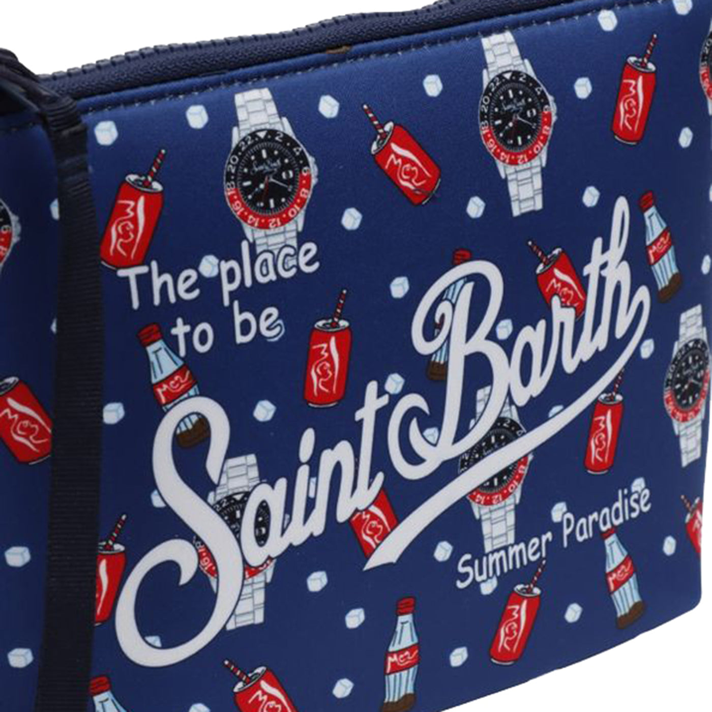 Pochette Donna Aline Blu in neoprene con stampa all over dettaglio