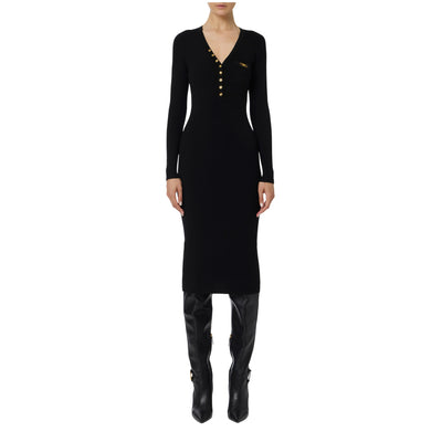 Acquista subito l'Abito Donna, in maglia, con scollo a V e bottoni dorati e taschino in raso con logo in metallo dorato firmato Elisabetta Franchi, su Old England: vieni a scoprire tutta la collezione sul nostro sito