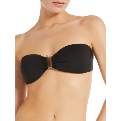 Reggiseno Donna Amelia a fascia nero modella frontale ravvicinata