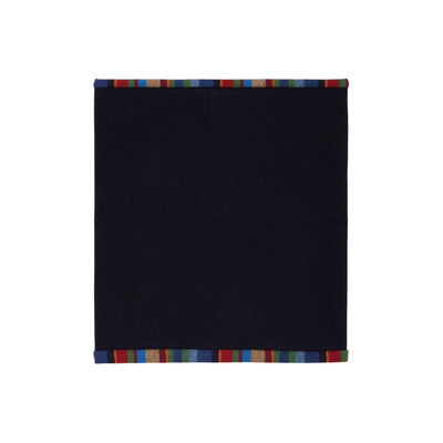 Scaldacollo Donna in misto cotone Blu, con bordi a righe multicolore