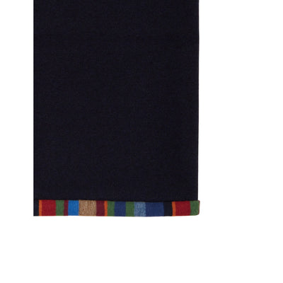 Scaldacollo Donna in misto cotone Blu, con bordi a righe multicolore