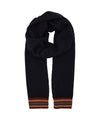 Sciarpa Unisex in lana Navy, con bordi colorati