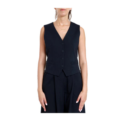 Gilet Donna Blu in cotone con scollatura a V