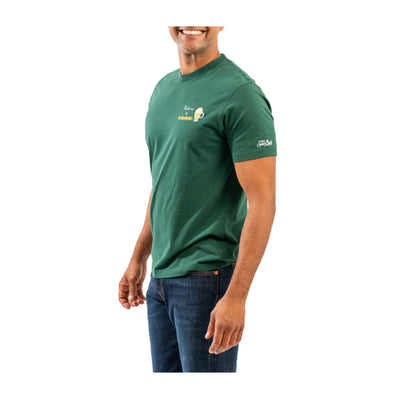 T-shirt Uomo Arnott verde con ricamo e grafica modello laterale