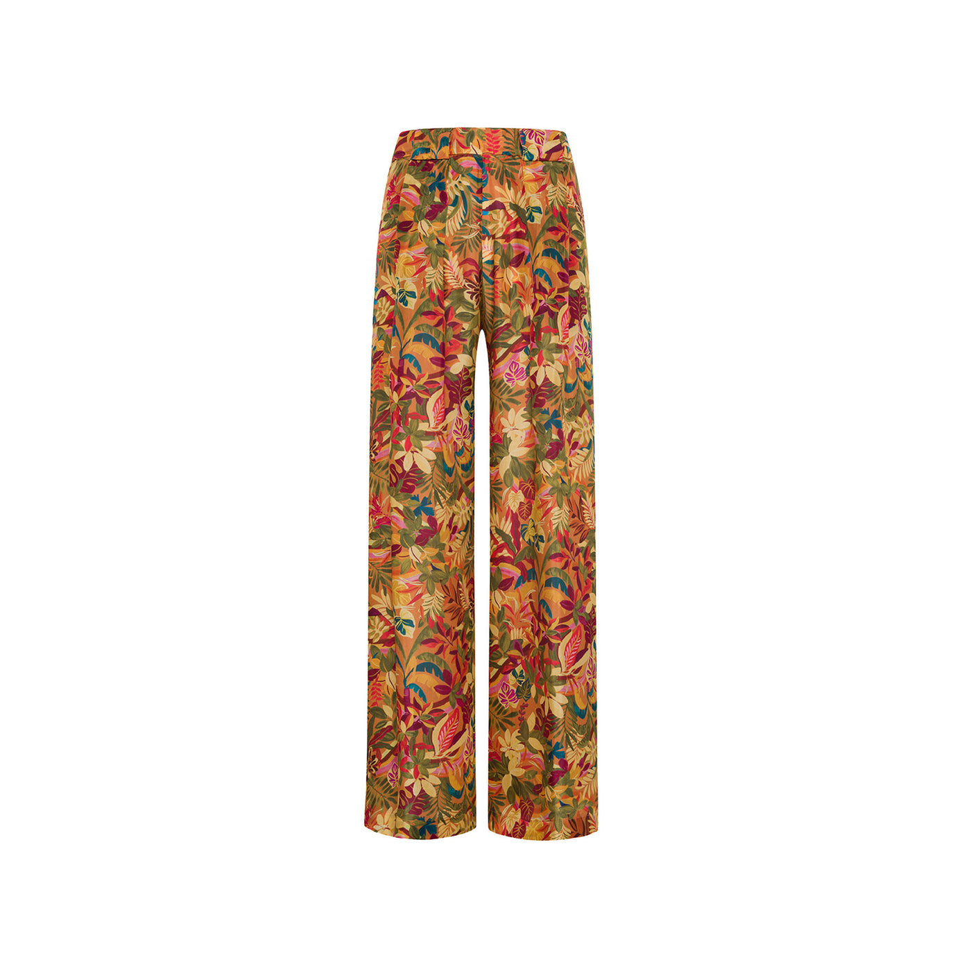 Pantalone Donna Arancione, a palazzo, con fantasia all over