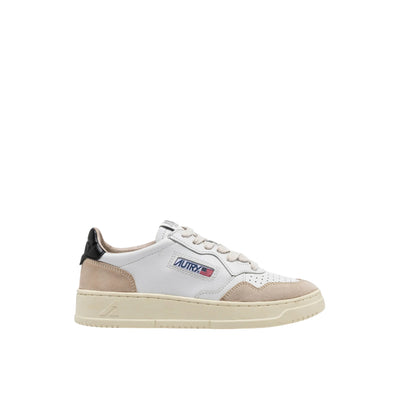 Sneakers Uomo Medalist Low in pelle bianca e suede beige