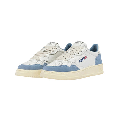 Sneakers Donna in pelle e suede Bianco/Celeste