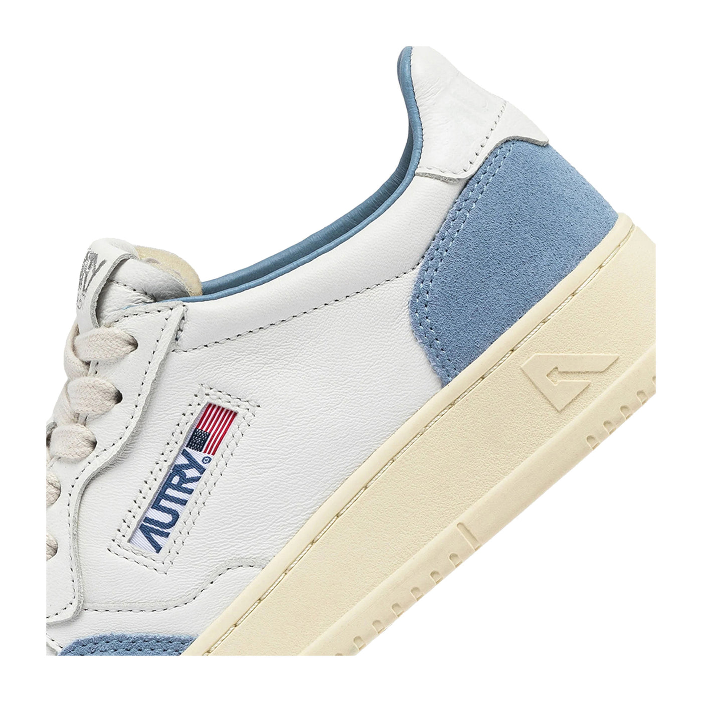 Sneakers Donna in pelle e suede Bianco/Celeste dettaglio