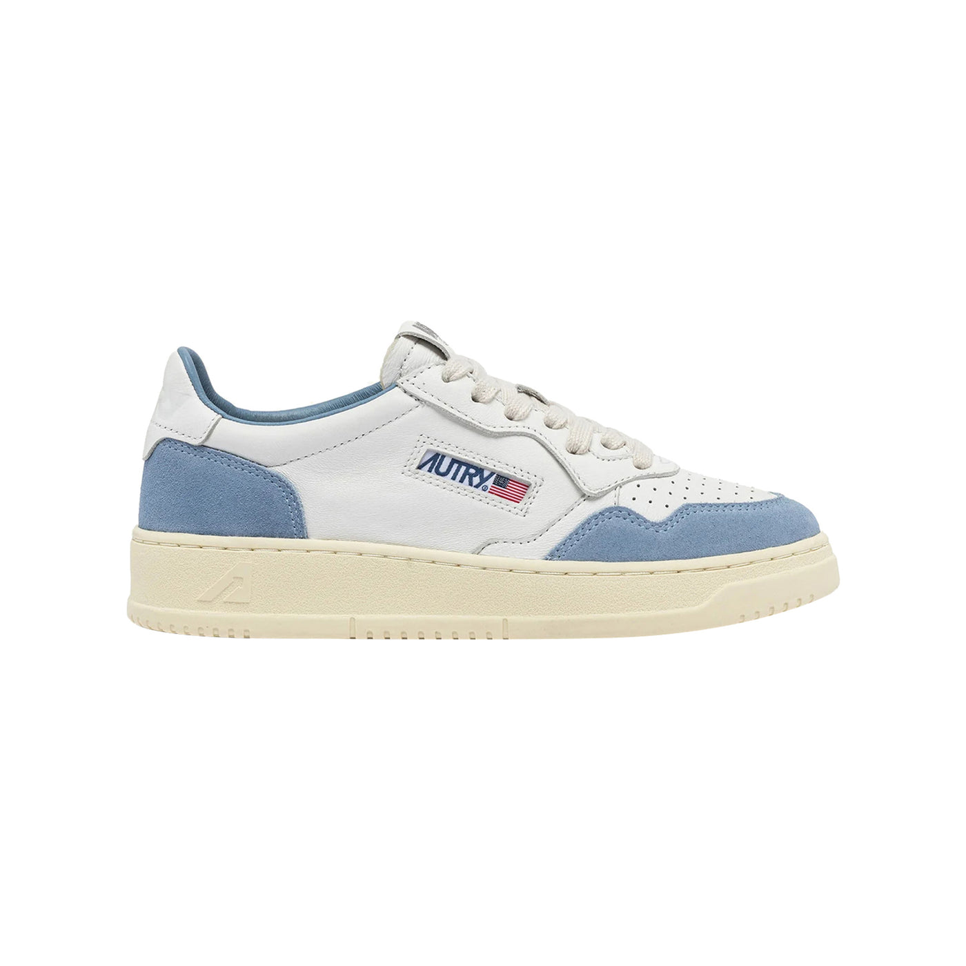 Sneakers Donna in pelle e suede Bianco/Celeste