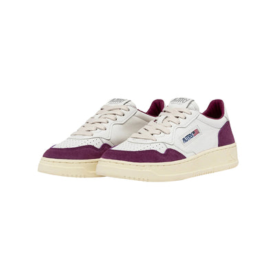 Sneakers Donna pelle bianca con dettagli scamosciati viola