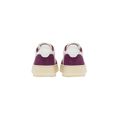 Sneakers Donna pelle bianca con dettagli scamosciati viola retro