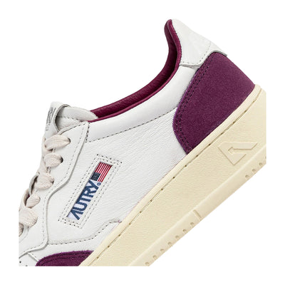 Sneakers Donna pelle bianca con dettagli scamosciati viola dettaglio