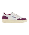 Sneakers Donna pelle bianca con dettagli scamosciati viola