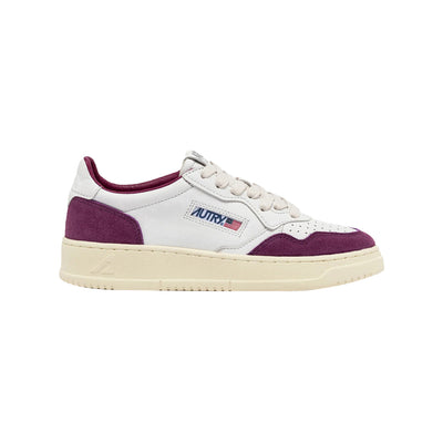 Sneakers Donna pelle bianca con dettagli scamosciati viola