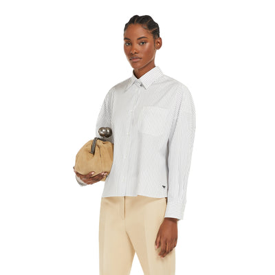 Camicia Donna Aureo a righe blu modella frontale
