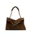 Borsa a spalla Donna Midi in suede marrone