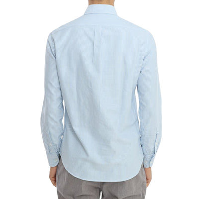 Camicia Uomo a righe azzurro modello retro