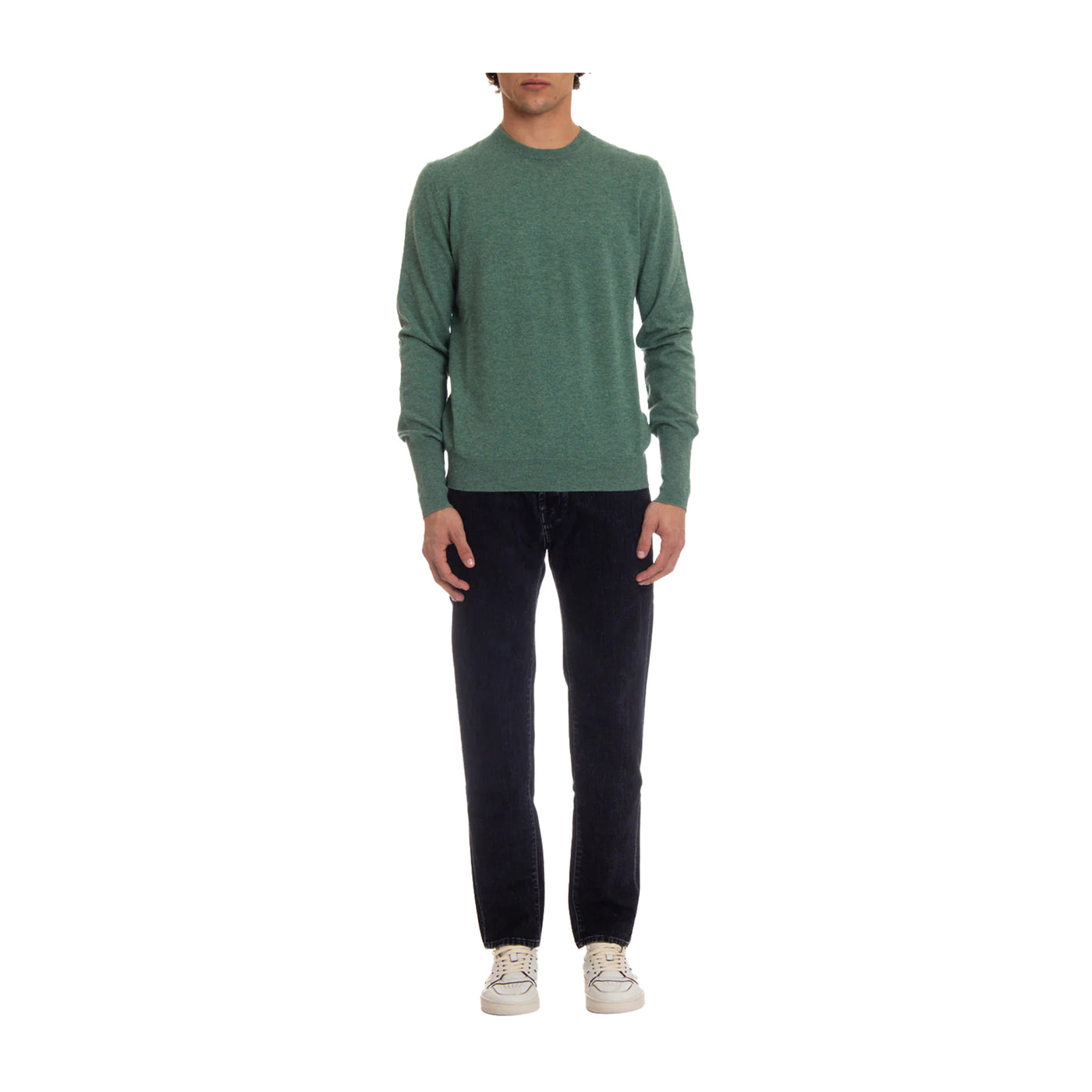 Maglia Uomo Girocollo in Cashmere Verde modello frontale