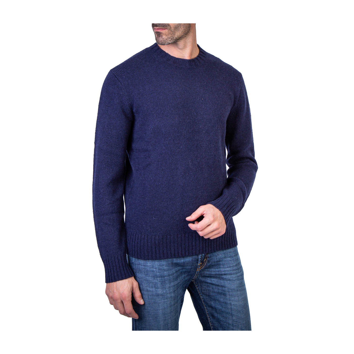 Maglia Uomo Girocollo in Cashmere Blu navy modello frontale