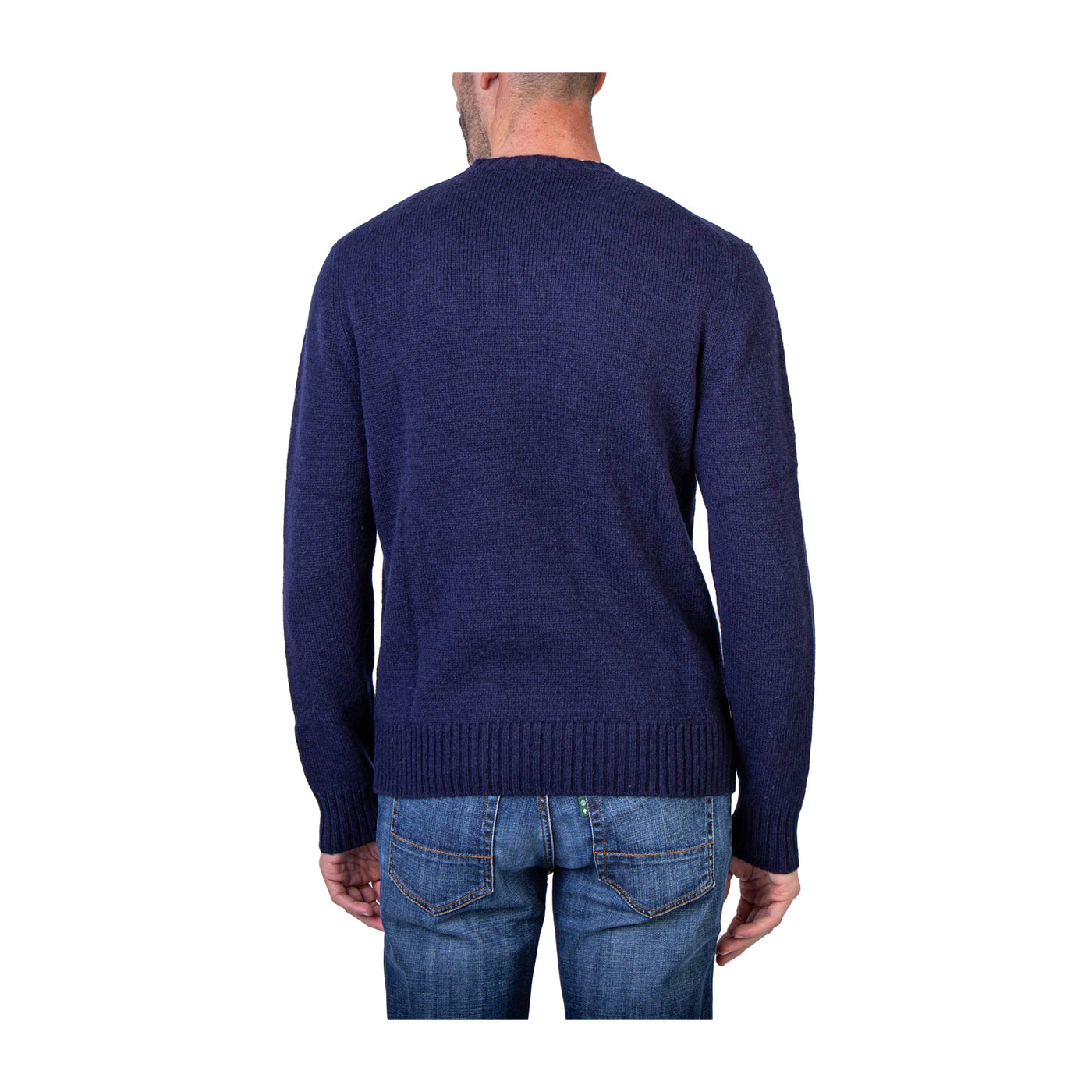 Maglia Uomo Girocollo in Cashmere Blu navy modello retro