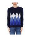 Maglione Uomo a rombi Blu navy modello frontale