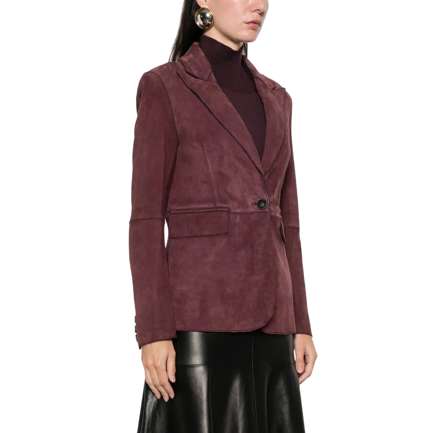 Blazer Donna in pelle con chiusura monopetto