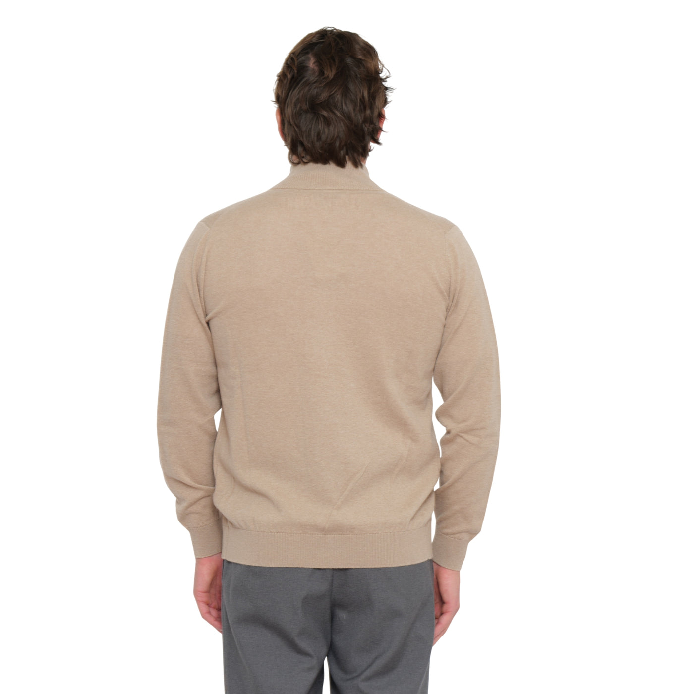 Cardigan Uomo con bottoni e tasche Beige modello retro