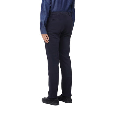 Pantaloni Uomo Chino tinta unita navy retro