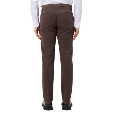 Pantaloni Uomo Marroni, con vita media e fit slim 