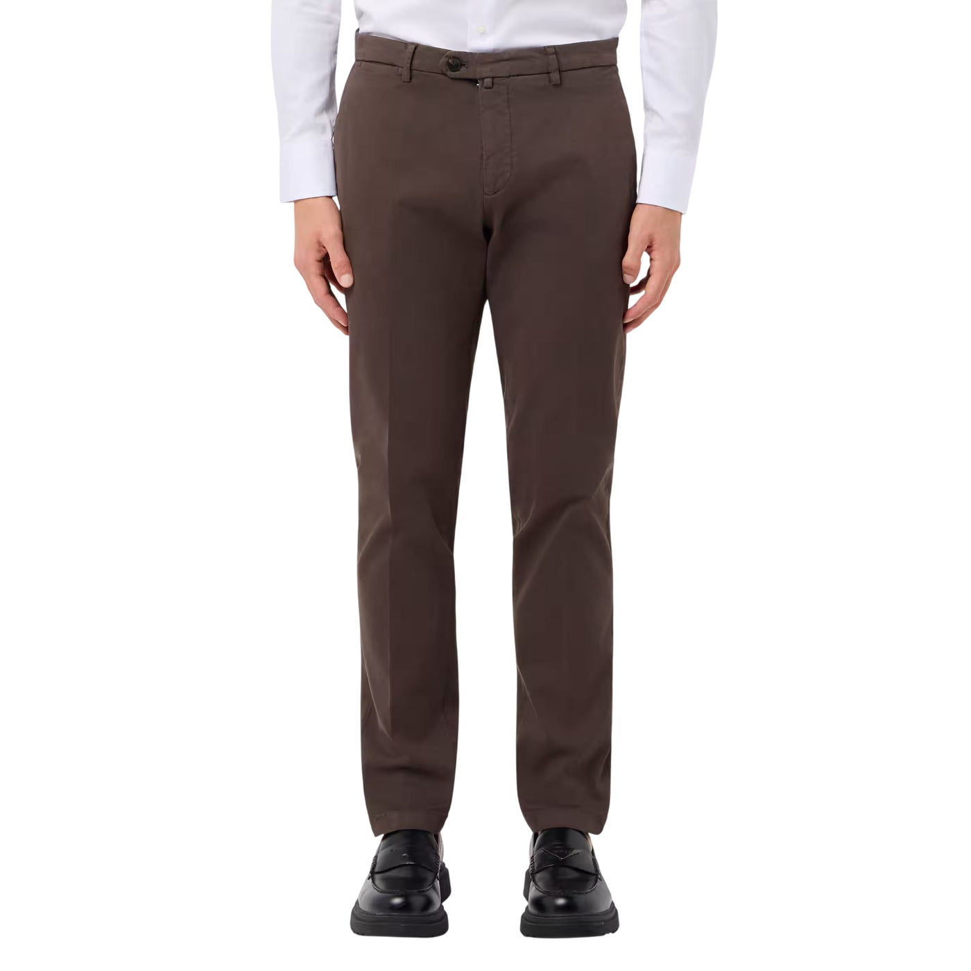 Pantaloni Uomo Marroni, con vita media e fit slim 