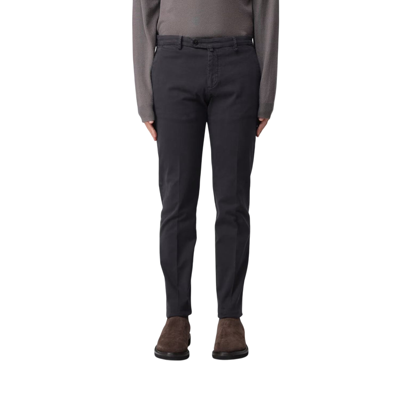 Pantaloni Uomo Chino tinta unita grigio scuro