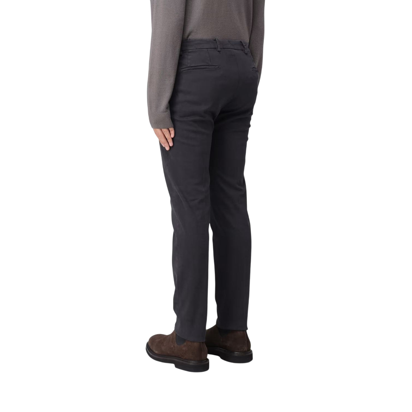 Pantaloni Uomo Chino tinta unita grigio scuro retro